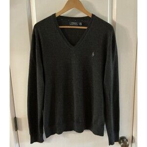 Polo‎ Ralph Lauren Men's Sweater Size L  V-Neck Washable Merino Wool
